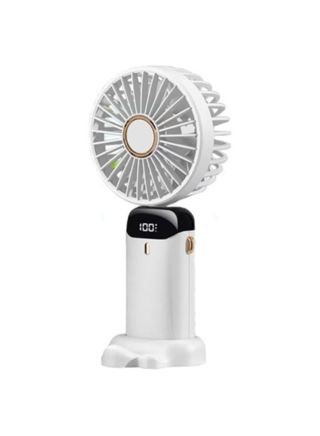 دينكس مروحة يدوية صغيرة قابلة لإعادة الشحن عبر منفذ USB، بخمس سرعات للرياح، ومؤشر LED لمستوى البطارية، مروحة محمولة خفيفة الوزن للاستخدام على المكتب، والسفر، والأنشطة الخارجية، يمكن تعليقها دون استخدام اليدين، مدة تشغيل من 14 إلى 22 ساعة - Image 1